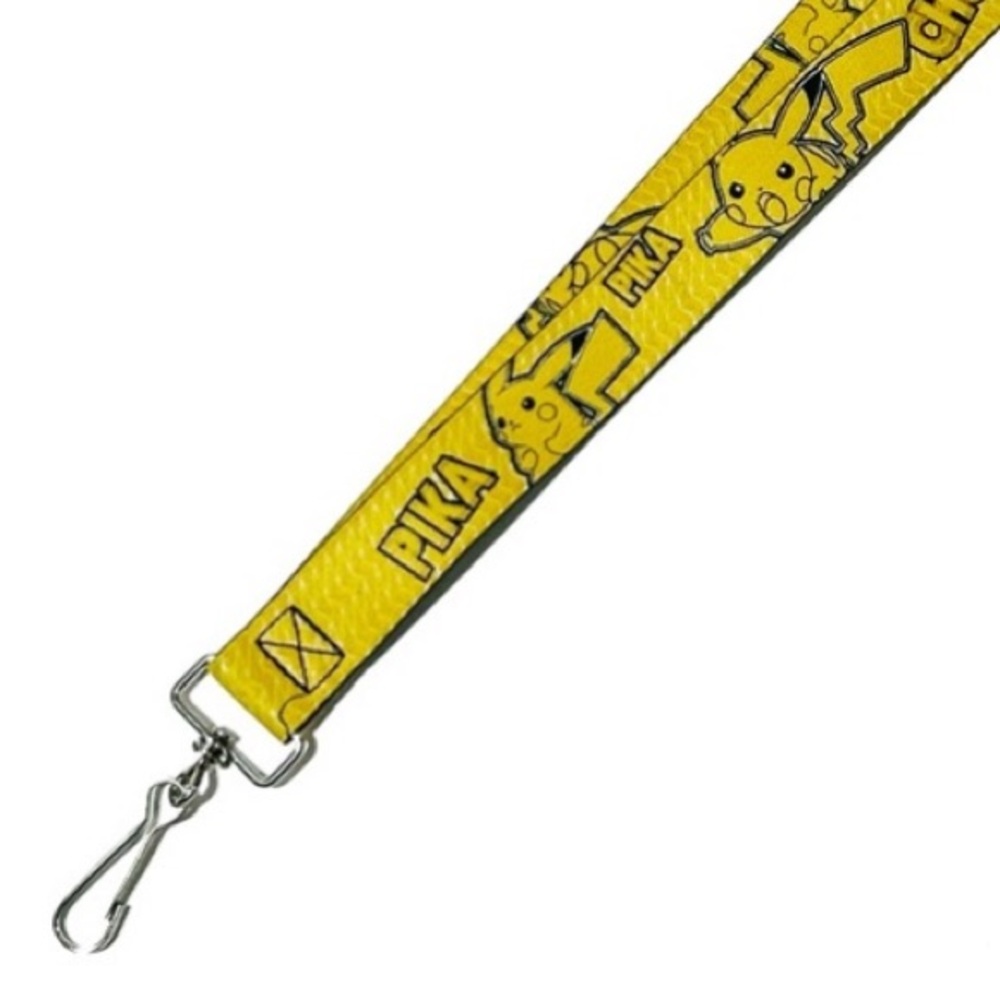 Pokémon Pikachu Elastic Lanyard Stretchy Yellow Black Neck Key Tag Card Holder